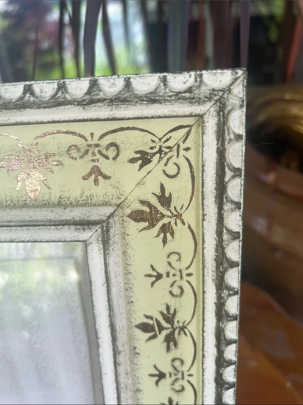 Picture Frame in Sage Green with Gold Leaf Accents
